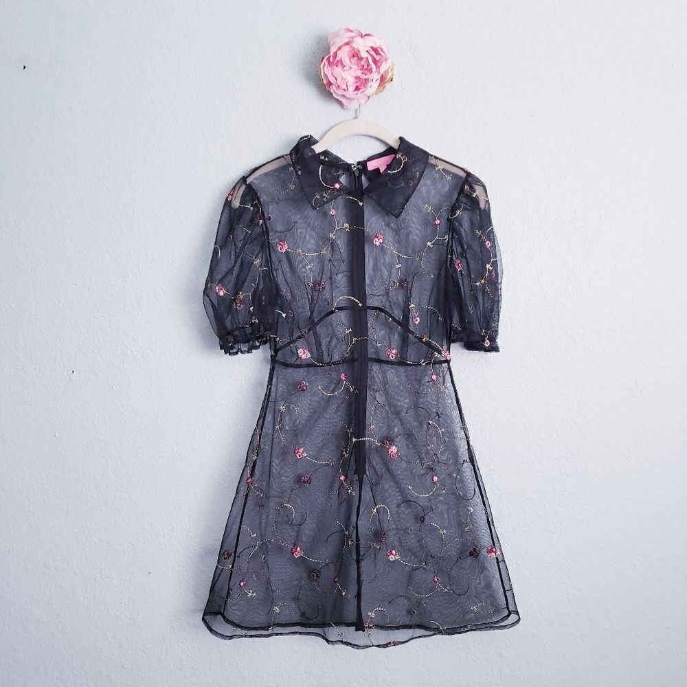 Sugar Thrillz Homemade With Love Organza Mini Embroidered Dress